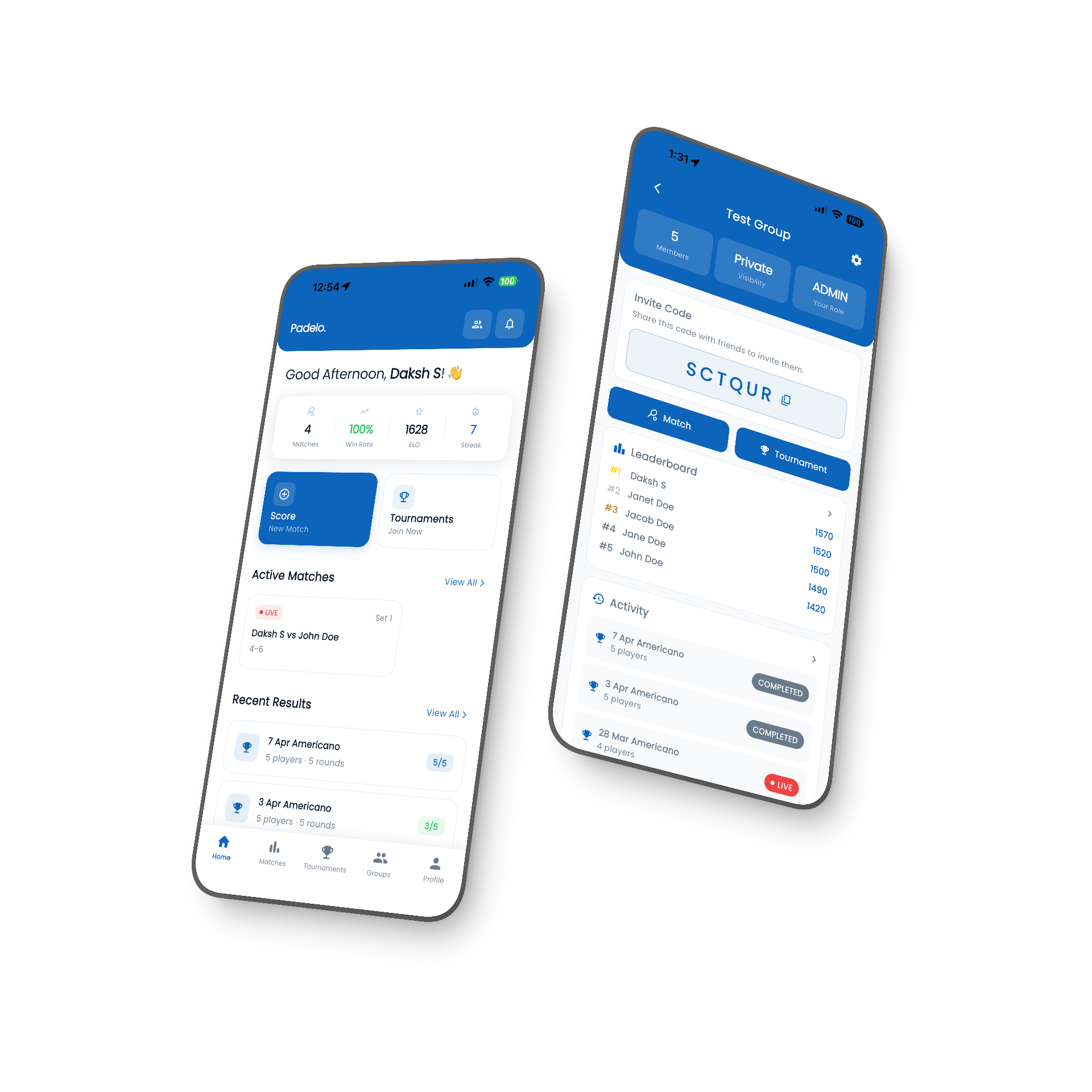 Padelo app screenshots